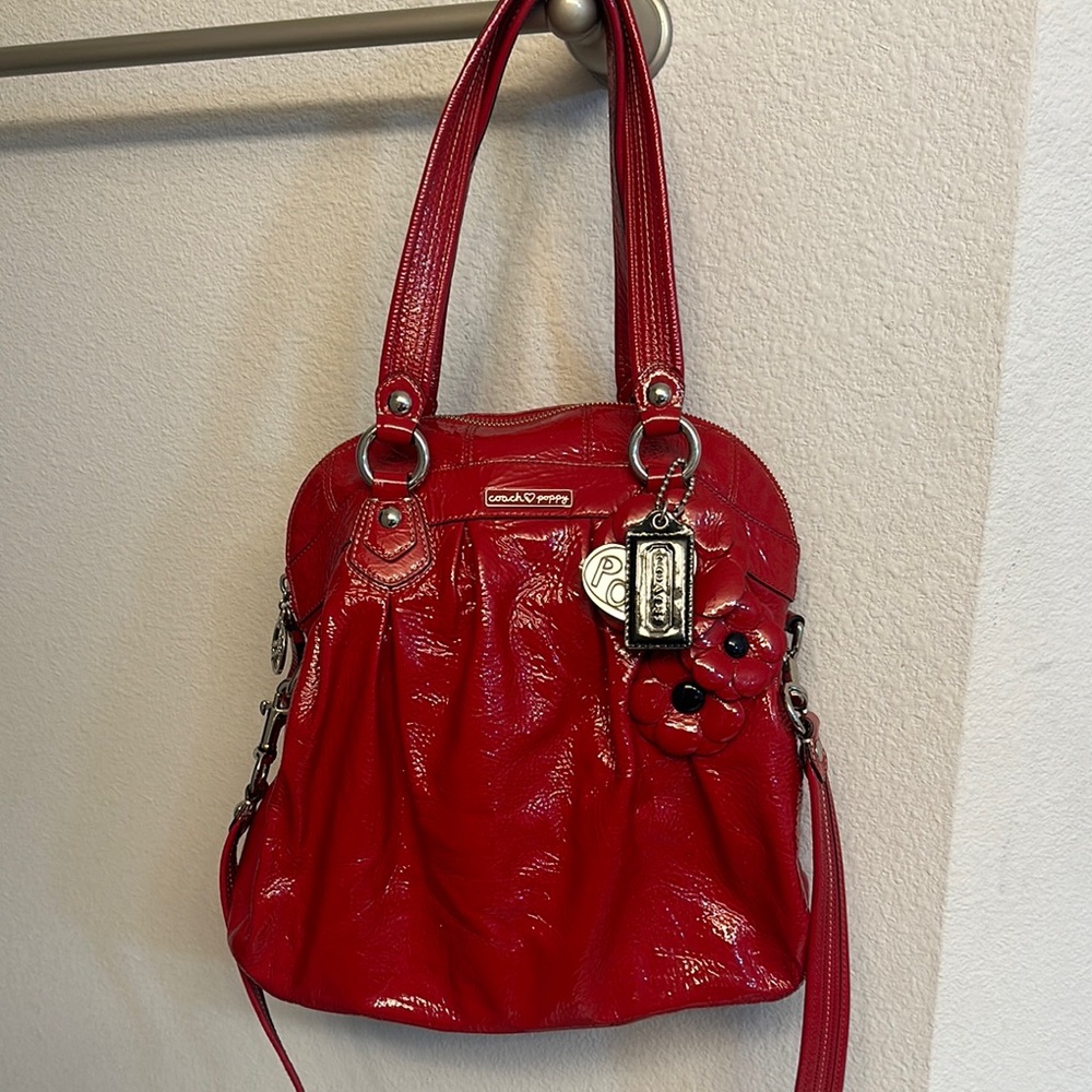 Coach Red Leather Tote Bag